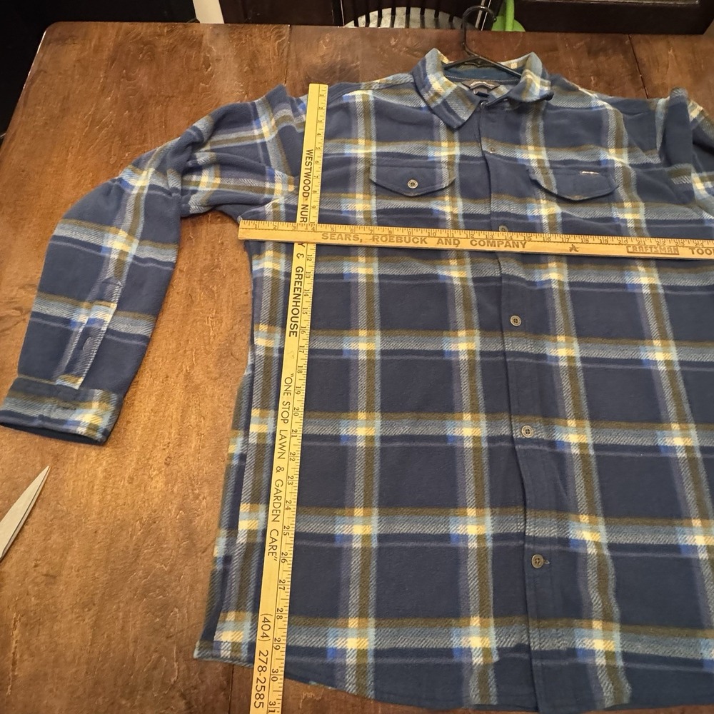 Eddie Bauer Mens XL Tall Fleece Shirt Blue Plaid Button Up Outdoor Flannel TXL - Picture 11 of 12